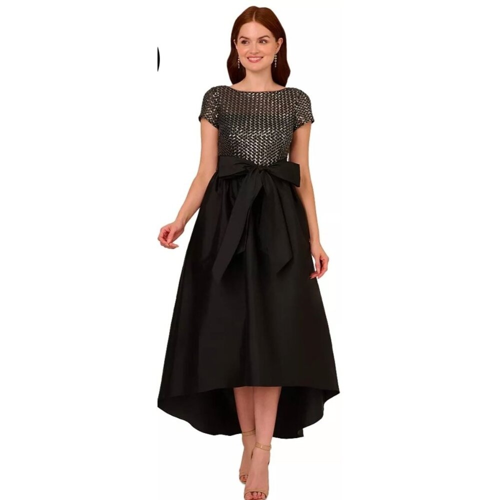 Sequin High-Low Dress By Papell Studio In Black